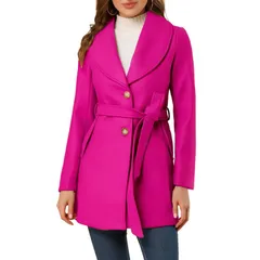 アレグラ ケー レディース アウター ジャケット・ブルゾン コート ダウン ALLEGRA K Womens Cute Turn Down Collar Single Breasted Long Belted Trenchcoat Hot Pink ピンク