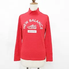ニューバランス NEW BALANCE golf シャツ ゴルフ スポーツウェア モックネック 長袖 ハイネック ボーダー 赤 レッド 0