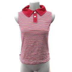 キャラオクルス CARA O CRUZ ポロシャツ ボーダー ノースリーブ 9 M 赤 レッド 白 ホワイト /YI