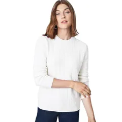 ジェシカロンドン レディース アウター ニット・セーター クルーネック プラスサイズ Jessica London Womens Plusize Cable Crewneck Sweater White ホワイト