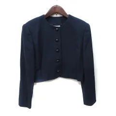 ミス アシダ miss ashida ノーカラージャケット 総裏地 ウール 7 S 紺 ネイビー /YI
