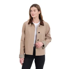 ロンドンフォグ レディース アウター ジャケット・ブルゾン Womens London Fog Missy Short Fly Front Jacket British Khaki カーキのサムネイル