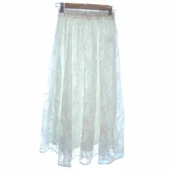 リエンダ rienda フレアスカート ロング 総レース FREE 白 ホワイト /YK