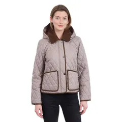 ロンドンフォグ レディース アウター ジャケット・ブルゾン コーデュロイ キルティング クロップド Womens London Fog Cropped Corduroy Trim Quilted Jaのサムネイル