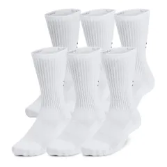 アンダーアーマー レディース アンダーウェア 靴下 コットン Under Armour 6Pack Training Cotton Crew Socks White ホワイト