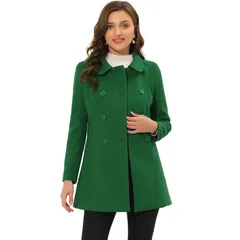 アレグラ ケー レディース アウター ジャケット・ブルゾン コート ALLEGRA K Womens Peter Pan Collar Double Breasted Long Sleeve Winter Coat Grass Green グリーン