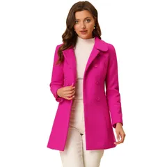 アレグラ ケー レディース アウター ジャケット・ブルゾン コート ALLEGRA K Womens Peter Pan Collar Double Breasted Long Sleeve Winter Coat Hot Pink ピンク