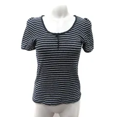 ヒューマンウーマン HUMAN WOMAN カットソー ボーダー 半袖 2 M 黒 ブラック /YI