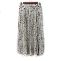 ノーブル NOBLE プリーツスカート ロング ドット ベージュ 黒 ブラック /YI