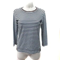 キャラオクルス CARA O CRUZ カットソー 七分袖 ボーダー 水色 茶 ブラウン /YI