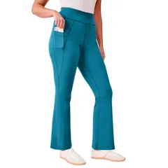 ロアマンズ レディース ボトムス カジュアルパンツ プラスサイズ Roamans Womens Plusize Soft Sculpt SidePocket Yoga Pants Deep Teal ティール