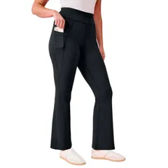 ロアマンズ レディース ボトムス カジュアルパンツ プラスサイズ Roamans Womens Plusize Soft Sculpt SidePocket Yoga Pants Black ブラック