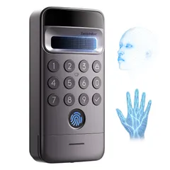 SwitchBot 顔認証パッドPro 手のひら静脈認証 指紋認証 スマートロック- 暗証番号 スイッチボット ドアロック カギ 交通系ICカード Suica PASMO Bluetooth ソーラーパネルで充電可能 盗難防止 工事不要 【12月下旬に発送★m