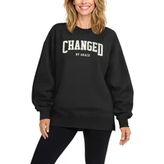 アニメキャラクター レディース トップス Tシャツ スウェット フリース Licensed Character Womens Changed By Grace Collegiate Oversized Fleece Crew Sweatshirt Black