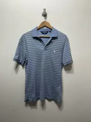 ラルフローレン ポロ ゴルフ ストライプ 半袖 カラーTシャツ ブルー M