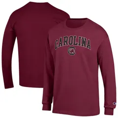 チャンピオン レディース トップス Tシャツ ロゴ Mens Champion Garnet South Carolina Gamecocks Arch Over Logo Long Sleeve TShirt Scred レッド