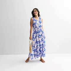 美品 3.96万 アンスリード 総柄 レースアップワンピース マキシ丈