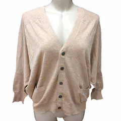 ズッカ zucca カーディガン ニット Vネック ドルマンスリーブ 七分袖 M ベージュ /YK