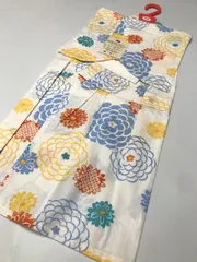 新品 子供浴衣 綿 女児用 白地に菊花模様 90cm 