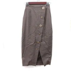 リエンダ rienda タイトスカート ロング 麻混 リネン混 S 茶 ブラウン /YI