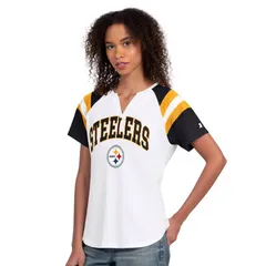 スターター レディース トップス Tシャツ Womenstarter White Pittsburgh Steelers Game Onotch Neck TShirt Stl White ホワイトのサムネイル