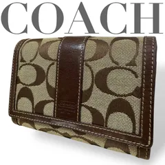 ☆★COACH　コーチ★ 財布　コンパクト財布　二つ折り　シグネチャー　ブラウン　カード収納　小銭収納　お札収納　ロゴ　キャンバス　レザー★♯2341