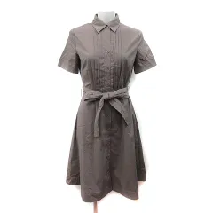 オフオン ofuon シャツワンピース ひざ丈 半袖 38 M 茶 ブラウン /YI