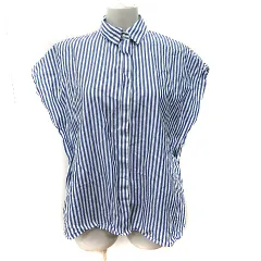 ノーリーズ Nolley's シャツ ブラウス ストライプ フレンチスリーブ 38 M 紺 ネイビー /YI