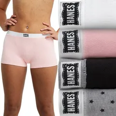 ヘインズ レディース アンダーウェア パンツ コットン Womens Hanes Originals Ultimate 3Pack 1 Bonus Pant Stretch Cotton Boxer Brief Underwear UO45V4 Gray Do