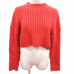 ザラ ZARA ニット セーター ショート丈 長袖 S 赤 レッド /YK