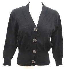 ザラ ZARA KNIT カーディガン ニット Vネック 長袖 M 黒 ブラック /YK