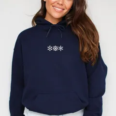 Simply Sage Market レディース トップス Tシャツ 刺繍 パーカー グラフィック Simply Sage Market Embroidered 3 Snowflakes Womens Graphic Hoodie True Navy ネイビー