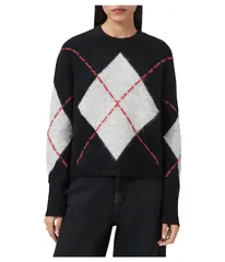 オールセインツ レディース アウター ニット・セーター AllSaints Lou Argyle Jumper Black ブラックのサムネイル