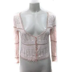 レベッカテイラー rebecca taylor カーディガン ニット 透かし編み 長袖 2 M ピンク /YI