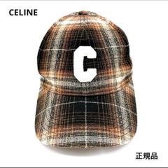 CELINE チェック柄 ベースボールキャップ L CELINE セリーヌ チェック Cパッチ ベースボールキャップ S ブラウン