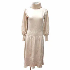 リリーブラウン Lily Brown ワンピース フレア ロング ニット タートルネック 長袖 F アイボリー 白 ホワイト /YK