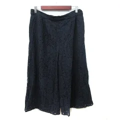 ザラウーマン ZARA WOMAN ワイドパンツ スカンツ 総レース 紺 ネイビー /YI