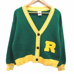 ニコアンド Niko and.. カーディガン ニット Vネック 長袖 F 緑 グリーン 黄色 イエロー /YK