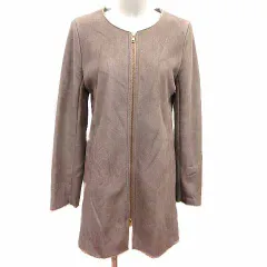 アーバンリサーチ サニーレーベル URBAN RESEARCH Sonny Label フェイクムートンコート ノーカラー ジップアップ 38 M 茶 ブラウン /YK