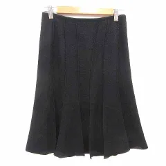 アンタイトル UNTITLED プリーツスカート ひざ丈 ウール アンゴラ混 2 M 黒 ブラック /YK