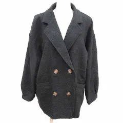 クラシカルエルフ CLASSICAL ELF チェスターコート ダブル ミドル丈 ツイード 総裏地 M 黒 ブラック /YK