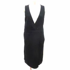 ロッソ ROSSO アーバンリサーチ ワンピース ジャンパースカート ひざ丈 Vネック ノースリーブ Free 黒 ブラック /YK