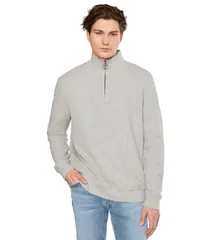 バブアー メンズ アウター パーカー・スウェット ハーフジップ シャツ Barbour Pique Interlock Half Zip Sweatshirt Grey Marl グレーのサムネイル