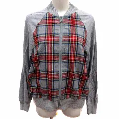キャラオクルス CARA O CRUZ ジャケット ブルゾン ジップアップ チェック 長袖 11 L グレー 赤 レッド /YK