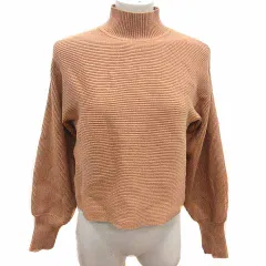 ザラ ZARA ニット セーター ハイネック 長袖 M 茶 ブラウン /YK