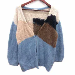 リリーブラウン Lily Brown カーディガン ニット Vネック 長袖 アルパカ混 ONE 青 ブルー ベージュ /YK