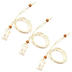 [ideamall] ペンダントホルダー パワーストーン ネックレス 紐 マクラメ編み 手作り 3本セット (ベージュ) [ベージュ]