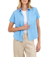 ベラダール レディース トップス シャツ Bella Dahl Point Collar Short Sleeve Pocket Button Front Shirtidal Blue ブルーのサムネイル