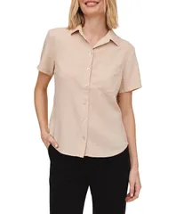 ベラダール レディース トップス シャツ Bella Dahl Point Collar Short Sleeve Pocket Button Front Shirt Linen Sand サンドのサムネイル