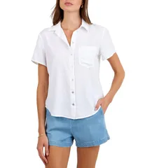 ベラダール レディース トップス シャツ Bella Dahl Point Collar Short Sleeve Pocket Button Front Shirt White ホワイトのサムネイル